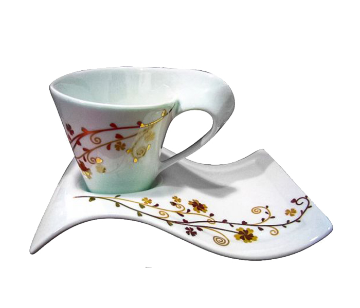 Royalford RF4308 New Bone China Cup & Saucer Set - 4 Pieces, White - Zoom Image