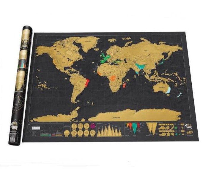 Scratch off World Travel Map for Education SWMB7 Black and Brown - Zoom Image 2