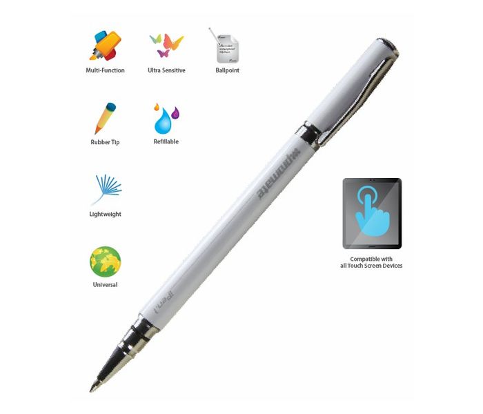 Promate iPen1 Multi-Function Stylus Pen with Ballpoint for all Touch Screen Devices - White - Zoom Image 2