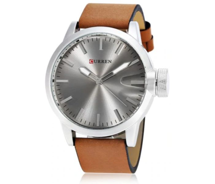 Curren 8208 Casual Analog Quartz Watch For Men Silver And Brown - Zoom Image 1