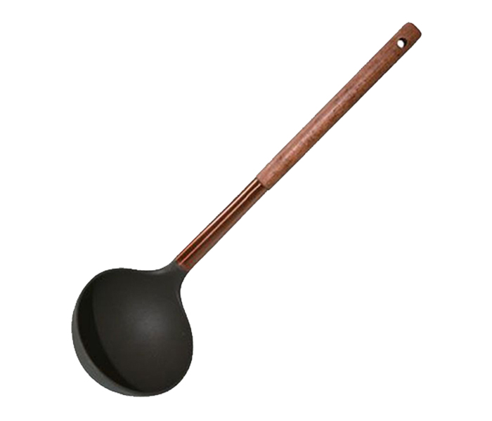 Royalford RF8331 Nylon Soup Ladle with Wooden Handle - Brown & Grey - Zoom Image