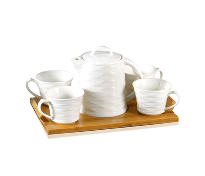 Royalford RF8682 Porcelain Tea Sets with Bamboo Tray - White - Zoom Image 2