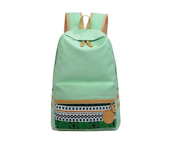 Korean Canvas Printing Backpack Bag for Teenage Girls - Light Green - Zoom Image