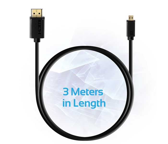 Promate LinkMate-H3L 24K Gold Plated Micro-HDMI to HDMI Audio Video Cable - Black - Zoom Image 2