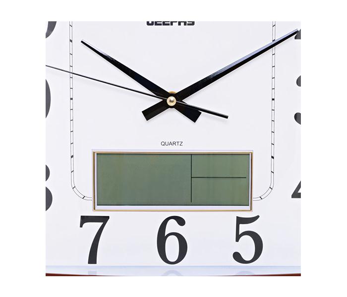 Geepas GWC4801 Wall Clock with LCD Display, White & Brown - Zoom Image 3