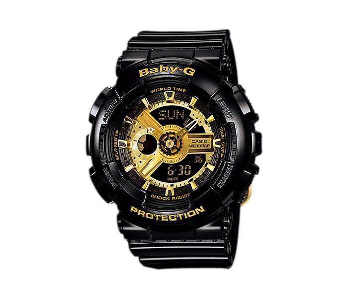 Casio G Shock BA-110-1ADR Womens Analog and Digital Watch Black and Gold - Zoom Image