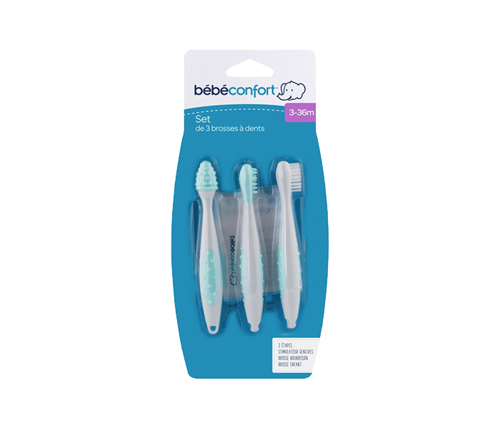 Bebe Confort 3106203000 Children's Toothbrushes with Storage Bag - 3 Pieces, Blue - Zoom Image 2