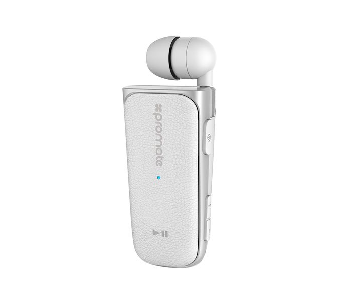 Promate Retrax-3 Retractable Clip-On Multi Point Wireless Headset, White - Zoom Image 6