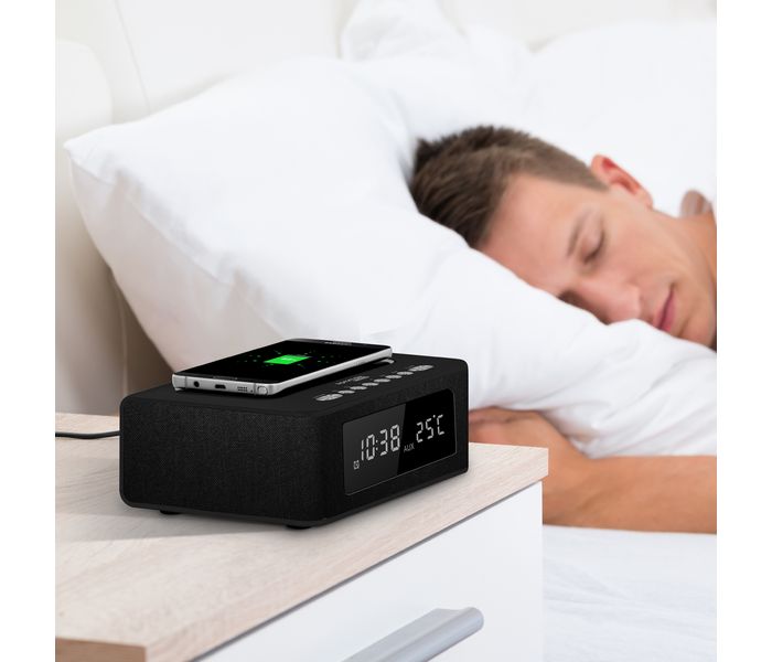 Promate Timebase-2 Multi-Function Stereo Wireless Speaker and Charging Station - Black - Zoom Image 1