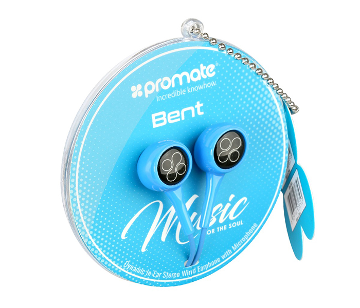 Promate Bent Dynamic In Ear Stereo Wired Earphone with Mic - Blue - Zoom Image 4