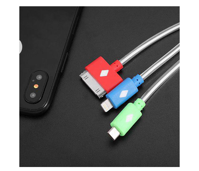 Zooni Colorful 3-In-1 Lightning Charging Cable For Android & iOS Devices - Zoom Image 3