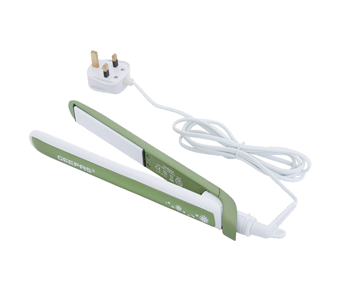 Geepas GH8664 35 Watts Ceramic Hair Straightener - White & Green - Zoom Image 1