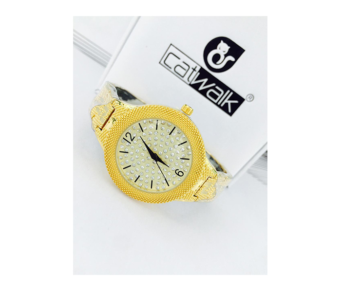 Catwalk CW-423 Genuine Quality Fashionable Cz Watch for Women - Gold - Zoom Image