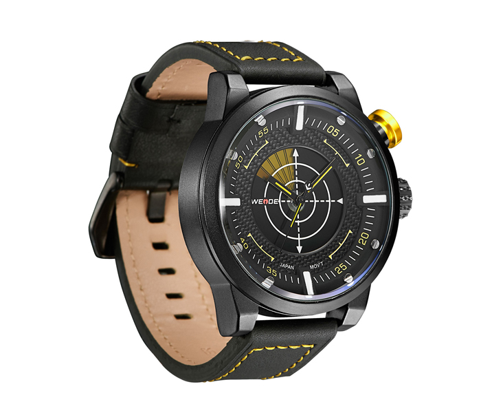 Weide WH-5201LB Analog With Flashing Watch Black and Yellow - Zoom Image 1