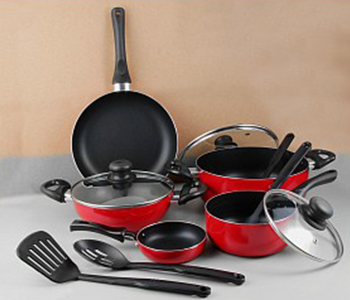 Royalford RF8247 12 Pieces Earnest Non-Stick Cookware Set - Red - Zoom Image 3