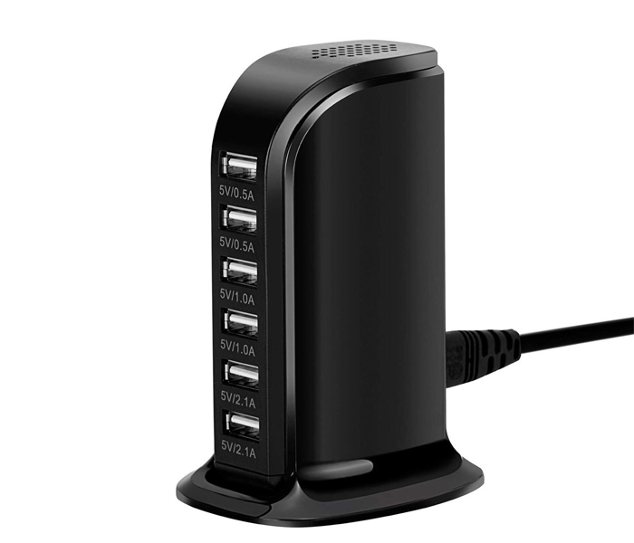 Zooni USB Charging Station With Multi Ports 30 W Power Adapter With 6A 6 Port Travel Adapter - Black - Zoom Image 2