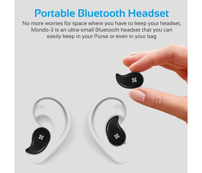 Promate Mondo-3 Lightweight Mini Wireless Mono Earphone with HD Sound Quality, Black - Zoom Image 4