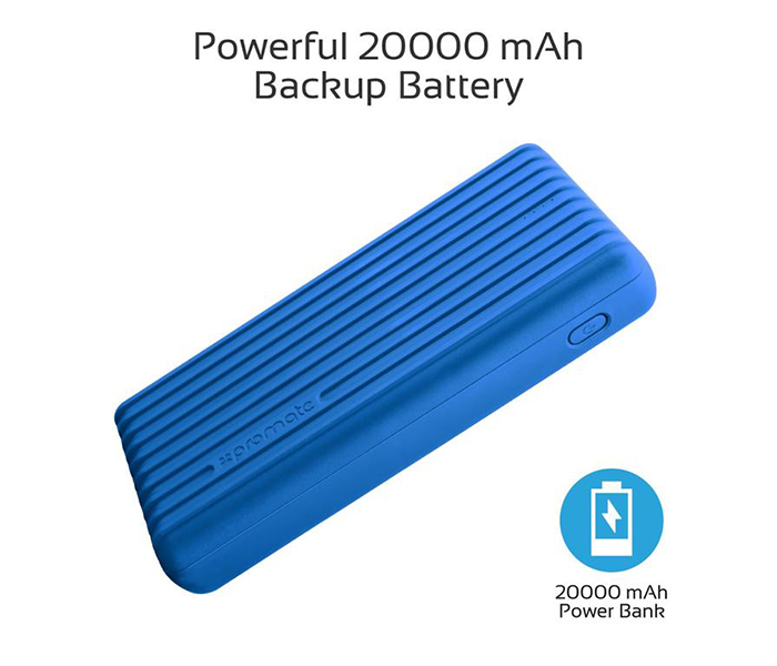 Promate TITAN-20C 20000mAh High-Capacity Power Bank with 3.1A Dual USB Output - Blue - Zoom Image 1