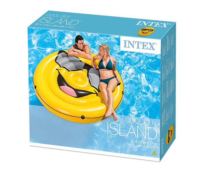 Intex ZX-57254 173 x 27CM Inflatable Cool Guy Island Pool Tube - Yellow - Zoom Image 2