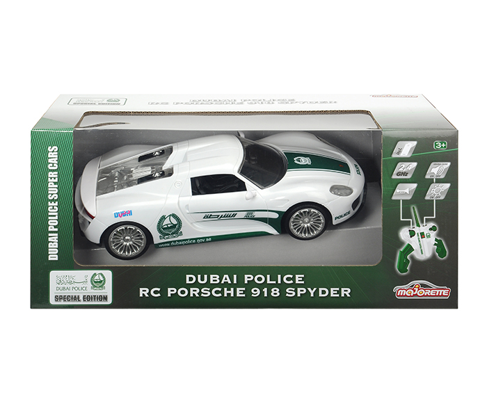 Majorette 211119075047 Dubai Police Porche Spyder Remote Control Car 1:16 - Zoom Image