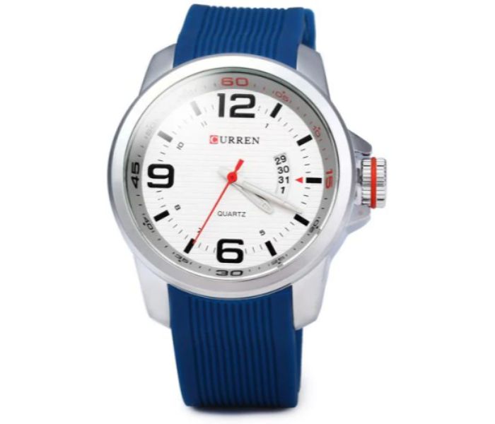 Curren 8174 Analog Quartz Watch For Men Blue And White - Zoom Image 2