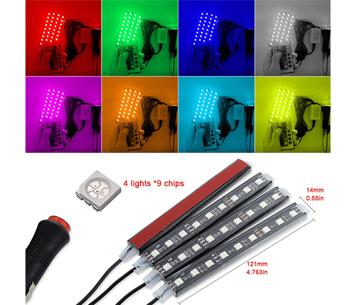 Car RGB LED Strip Light Atmosphere Lamps Car Interior Light With Remote - Big, Black - Zoom Image 2