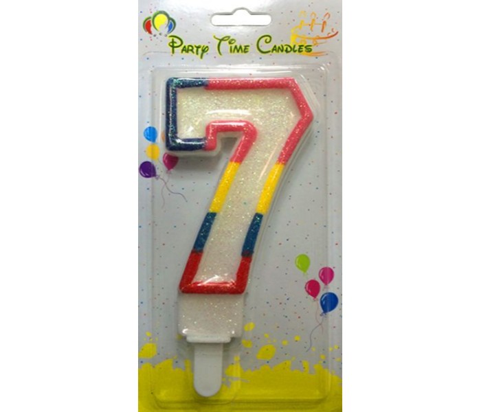 Party Time M098 Number 7 Birthday Candle Multicolor - Zoom Image