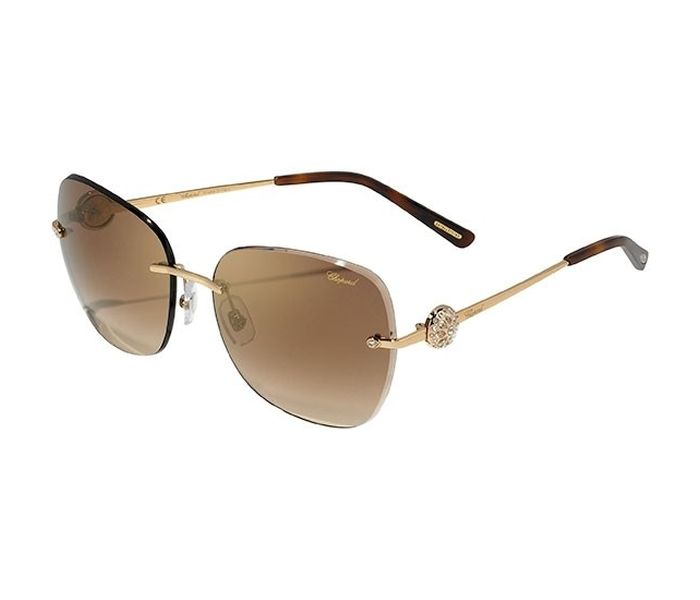 Chopard SCHB22S 300G Oval Shiny Rose Gold Frame & Brown Mirrored Sunglasses for Women - Zoom Image