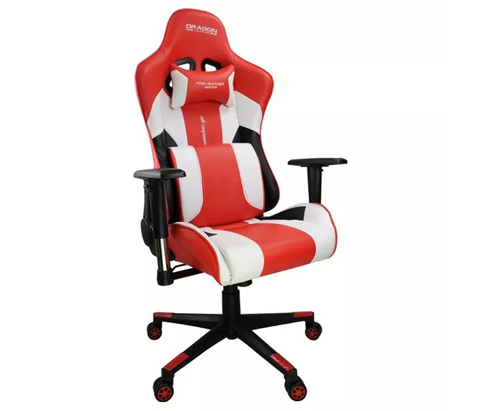 Dragon War GC-007 Gaming Chair with Massage Cushion - Red & White - Zoom Image 1