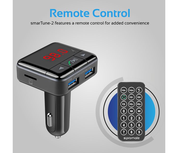 Promate Smartune-2 Universal Wireless In-Car Bluetooth FM Transmitter Car Kit with Dual USB Charging Ports - Zoom Image 4