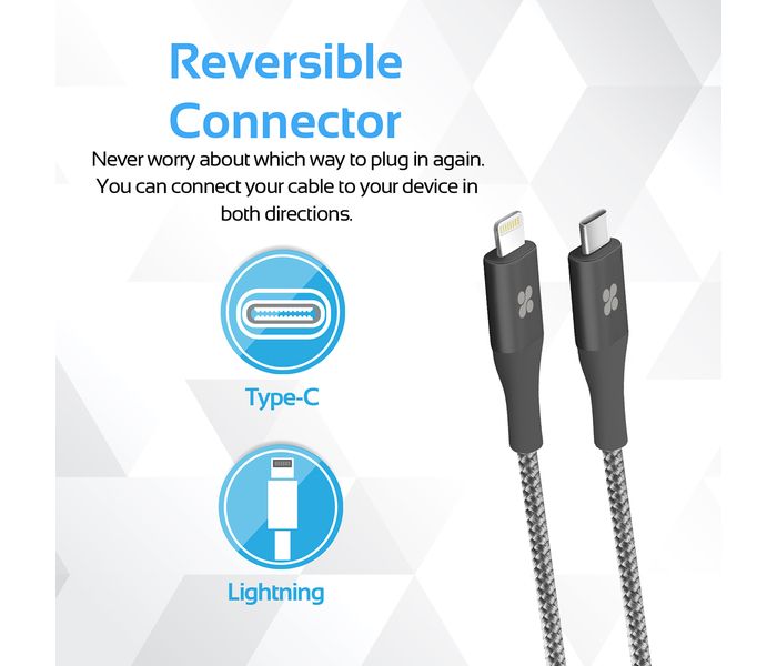 Promate UniLink-LTC2 USB Type-C OTG Cable with Lightning Connector - Grey - Zoom Image 7