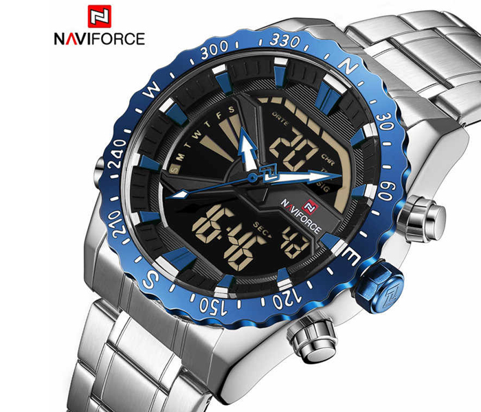 Naviforce 9136 Men Analog-Digital Leather Starp Watch - Blue - Zoom Image 1