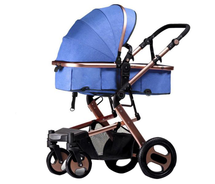 Foldable 2 In 1 Baby Stroller Newborn Carriage AR-134-2 Gold and Blue - Zoom Image 1