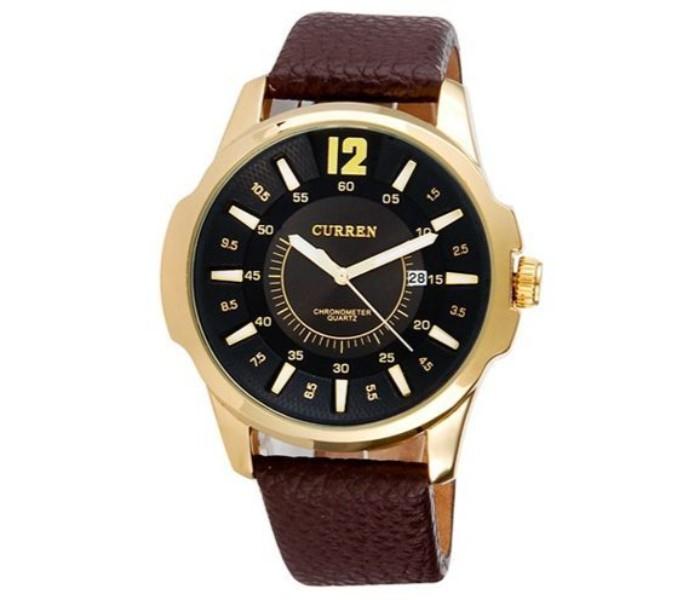 Curren 8123 Round Dial Analog Quartz Watch with Date Display Black For Men - Zoom Image 1