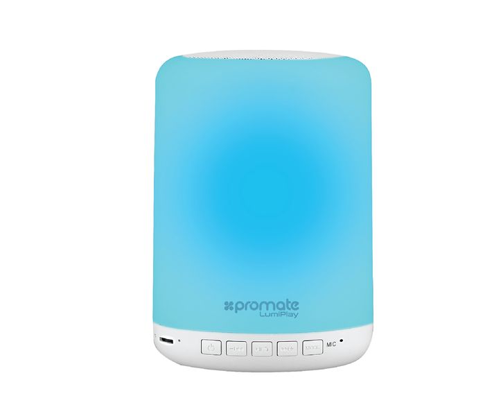 Promate LumiPlay Portable Wireless Speaker with Touch Sensitive LED Lamp, White - Zoom Image 2