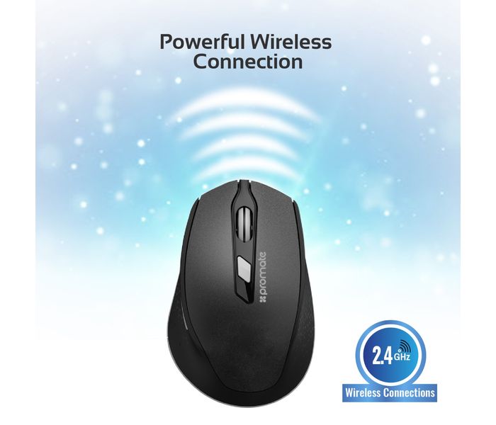 Promate Clix-6 Ergonomically Designed 2.4GHz Wireless Mouse, Black - Zoom Image 2