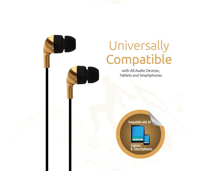 Promate Chrome Metallic Multifunction Stereo Headphones with Microphones, Gold - Zoom Image 4