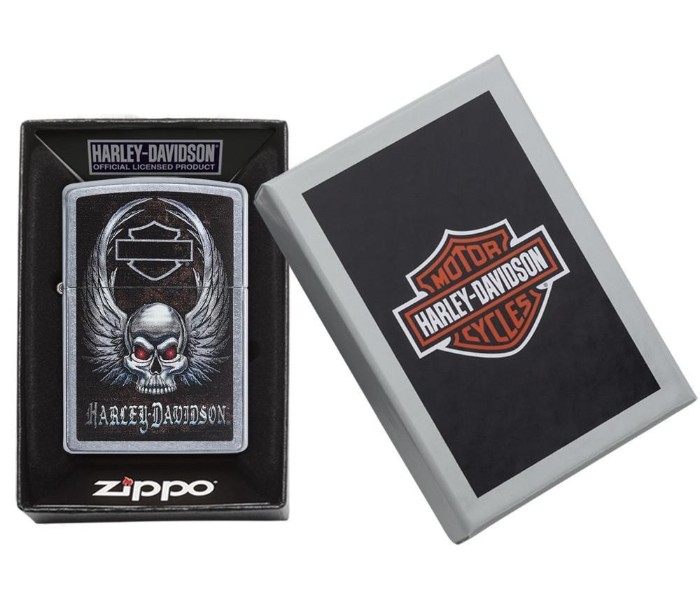 Zippo 29558 Harley Davidson Skull Lighter Black and Silver - Zoom Image 3