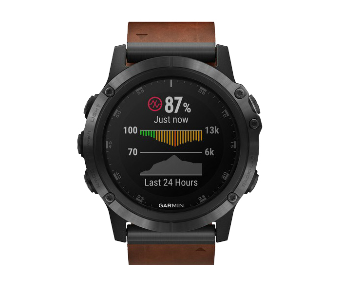 Garmin 010-01989-03 Fenix 5X Plus Smartwatch - Sapphire Slate Gray with Brown Leather Band - Zoom Image 2