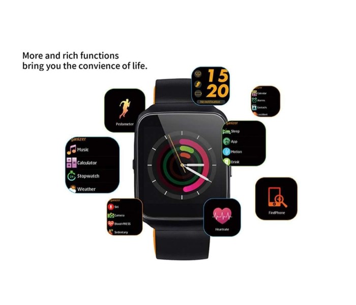 Bluetooth Smartwatch Fitness Tracker Colour Display Touchpad Heart Rate Monitor Waterproof Wristband Bracelet X7- Black - Zoom Image 1