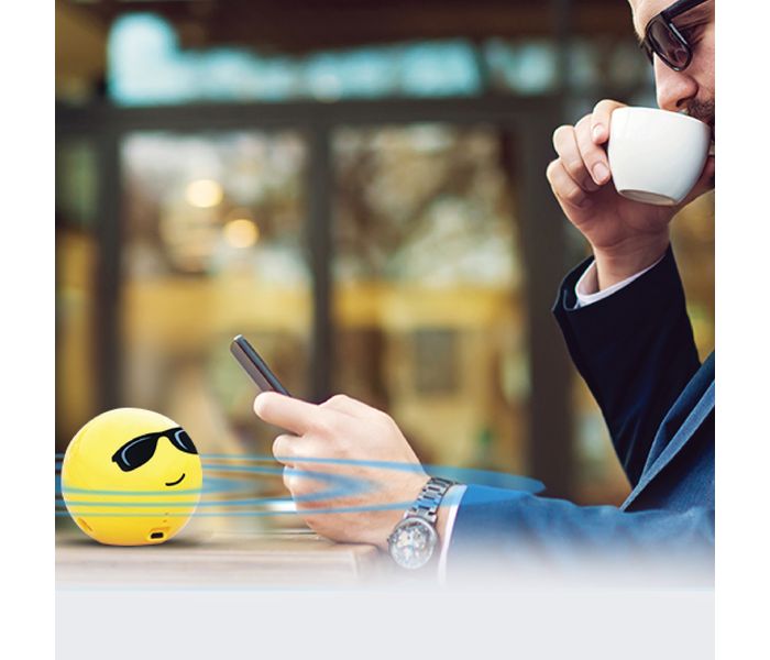 Promate Coolclassic Cute Emoji Stereo Sound Wireless Bluetooth Speaker with Built-in Mic - Yellow - Zoom Image 8