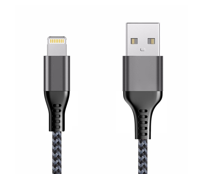 Trands TR-CA5863 Nylon Braided MFi Certified Lightning Cable for Data Sync & Charging - Grey, 1 Meter - Zoom Image 2