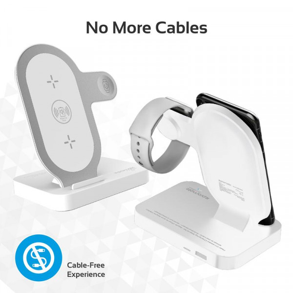 Promate AuraBase Fast Wireless Charging Stand with Anti Slip Surface, White - Zoom Image 4