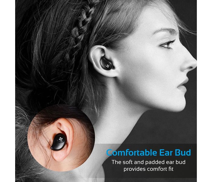 Promate Mondo-3 Lightweight Mini Wireless Mono Earphone with HD Sound Quality, Black - Zoom Image 5