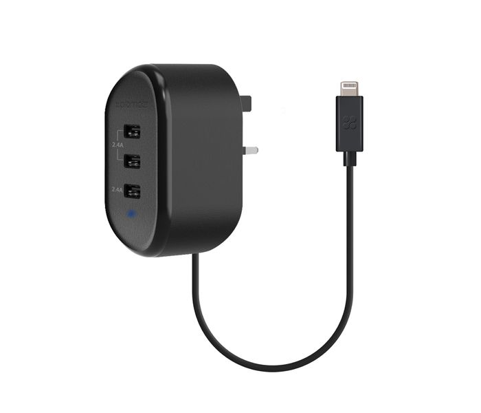 Promate Tonardo-3LT.UK Heavy Duty Home Charger with Lightning Connector, Black - Zoom Image 7