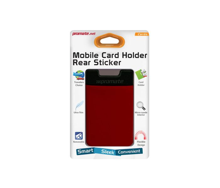 Promate Cardo 3M Rear Sticker Mobile Card Holder, Red - Zoom Image 3