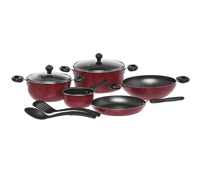 Prestige PR21569 9 Pieces Aluminum Non-Stick Cookware Set, Red - Zoom Image 4