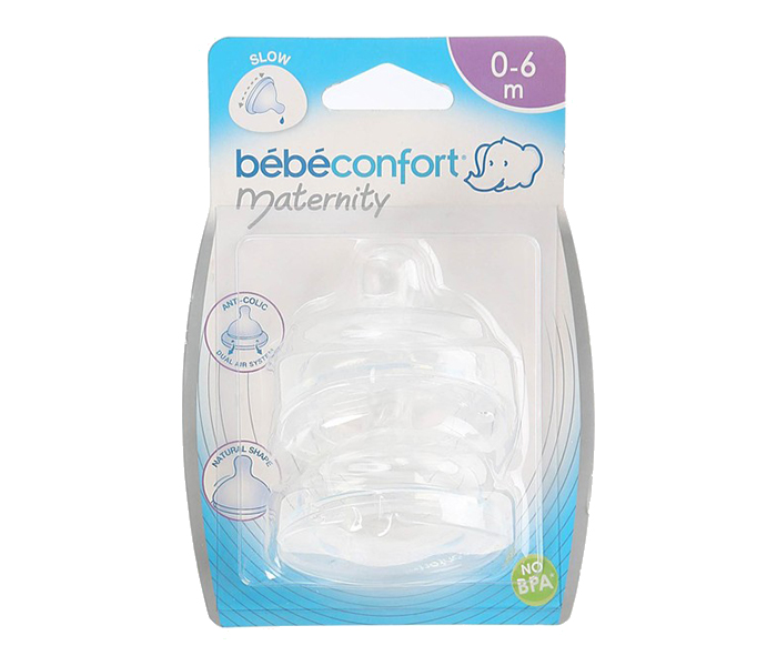 Bebe Confort 30000864 Silicone Maternity Wide-Base Teats - Size 0, 2 Pieces - Zoom Image 2