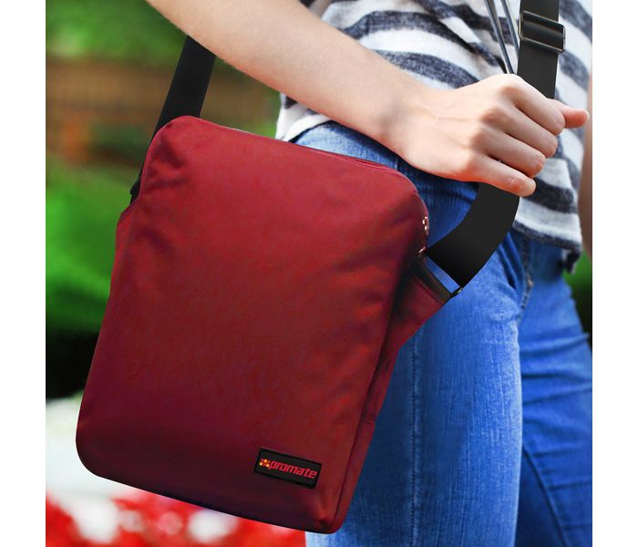 Promate Quire 10 inch Compact Tablet Messenger Bag, Maroon - Zoom Image 5