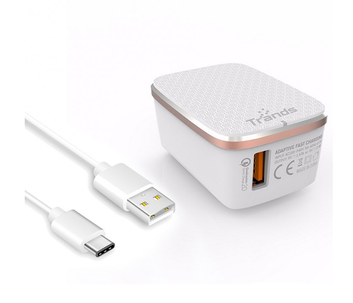 Trands TR-AD9345 Qualcomm Quick Charge Single USB Port 2.0 Travel Charger - White - Zoom Image 2